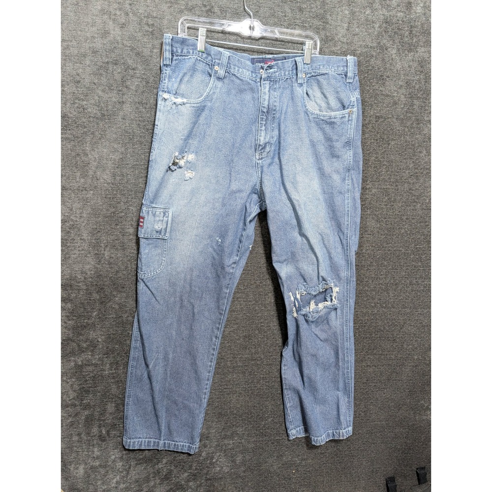 Vintage Phat Farm Distressed Carpenter Jeans Light Wash Baggy Streetwear 38x30
